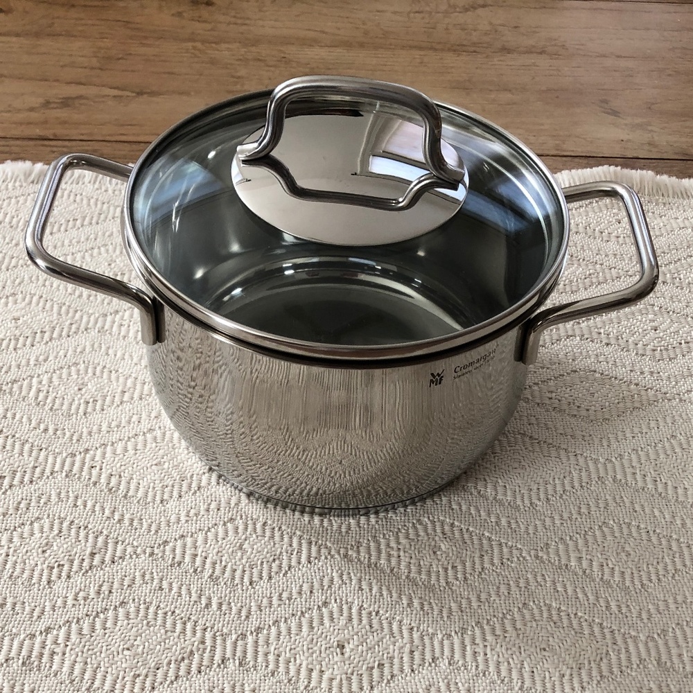 7" WMF Transtherm Cromargan 2-Handled Stainless Steel Stock Pot With Lid